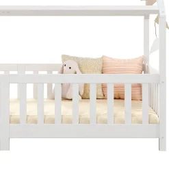 Idimex Lit cabane NINA 90 x 190 cm, en pin massif lasuré blanc*Enfant Lit Enfant