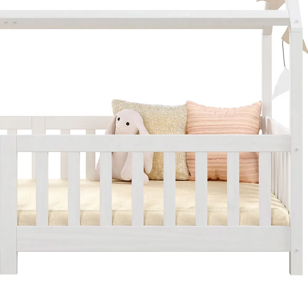 Idimex Lit cabane NINA 90 x 190 cm, en pin massif lasuré blanc*Enfant Lit Enfant