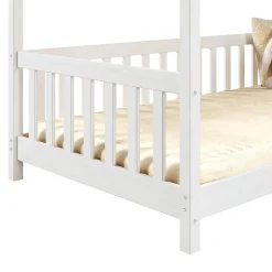 Idimex Lit cabane NINA 90 x 190 cm, en pin massif lasuré blanc*Enfant Lit Enfant
