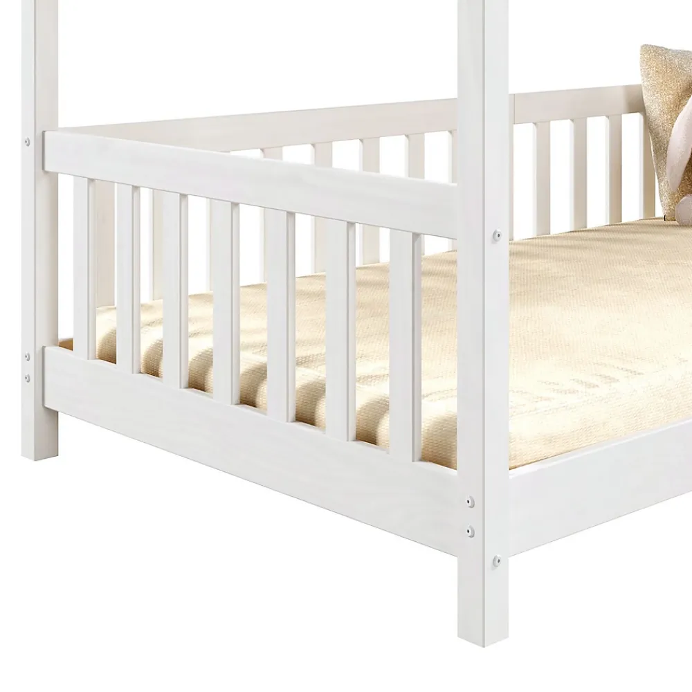 Idimex Lit cabane NINA 90 x 190 cm, en pin massif lasuré blanc*Enfant Lit Enfant