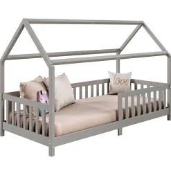 Lit cabane NINA 90 x 190 cm, en pin massif lasuré gris>Idimex Hot