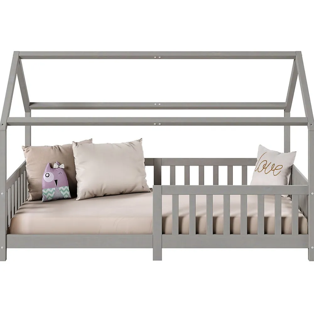 Lit cabane NINA 90 x 190 cm, en pin massif lasuré gris>Idimex Hot