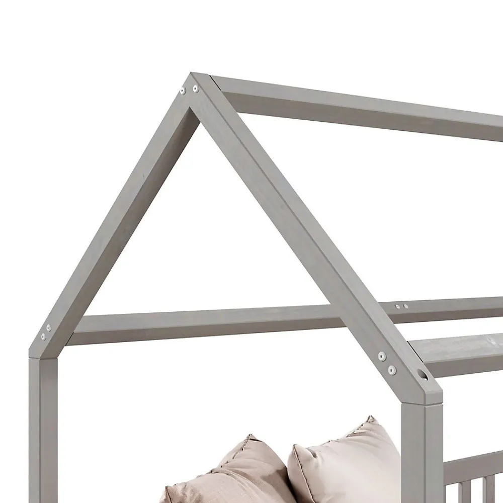 Lit cabane NINA 90 x 190 cm, en pin massif lasuré gris>Idimex Hot