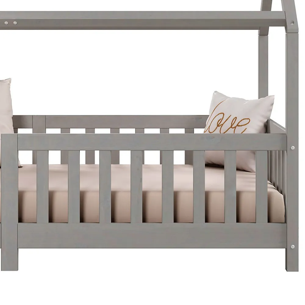 Lit cabane NINA 90 x 190 cm, en pin massif lasuré gris>Idimex Hot