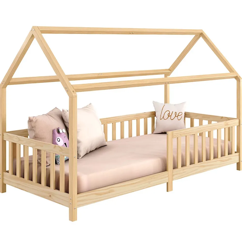 Idimex Lit cabane NINA 90 x 190 cm, en pin massif finition naturelle*Enfant Lit Enfant