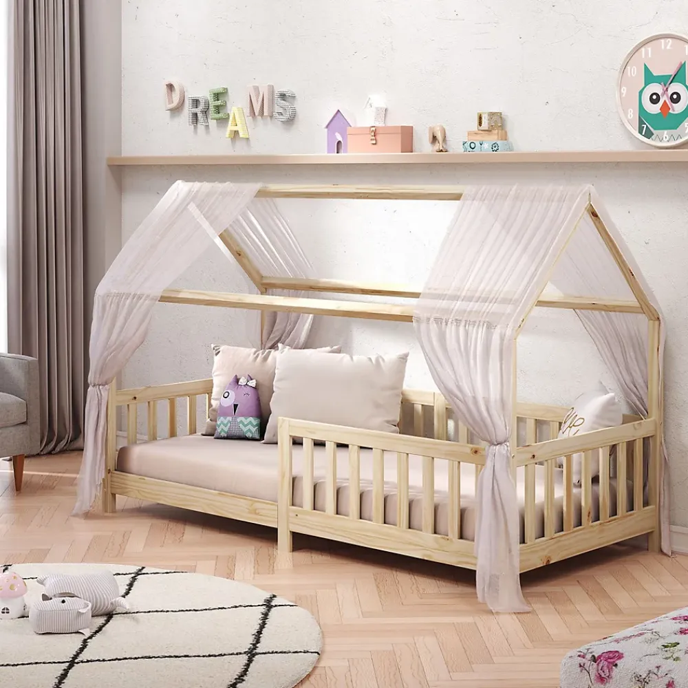 Idimex Lit cabane NINA 90 x 190 cm, en pin massif finition naturelle*Enfant Lit Enfant