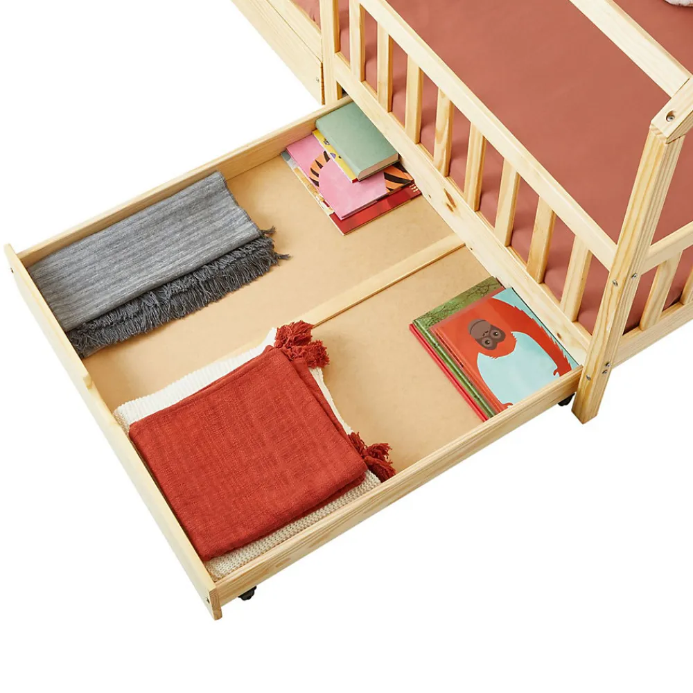 Lit cabane NUNA avec tiroirs, 90 x 200 cm en pin massif finition naturelle>Idimex New