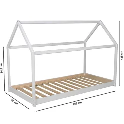 Lit cabane PANDA 90x190 + 1 sommier / Blanc><noscript><img width=
