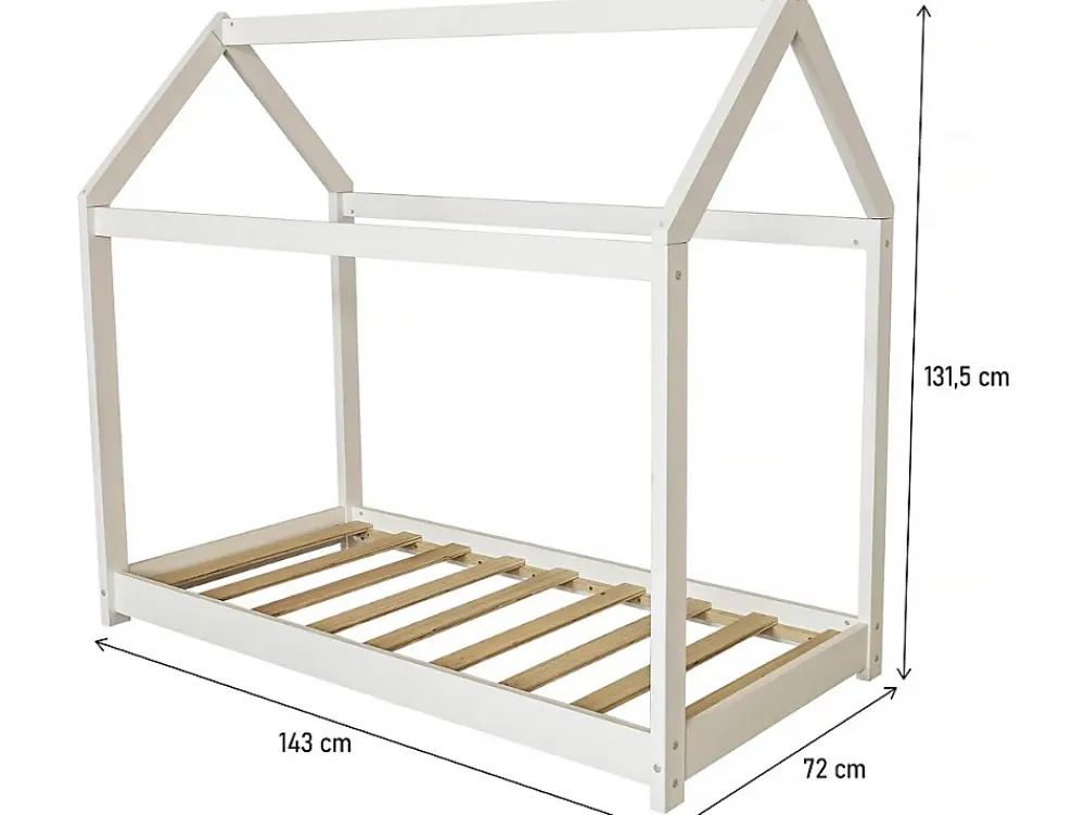 Habitat Et Jardin Lit Cabane pour enfant "Camilla" 140 x 70 cm Blanc*Enfant Lit Enfant