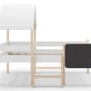 Lit cabane pour enfant en bois coloris blanc, couchage 90 x 190 cm - Longueur 203 x Profondeur 123 x Hauteur 164 cm>Pegane Best