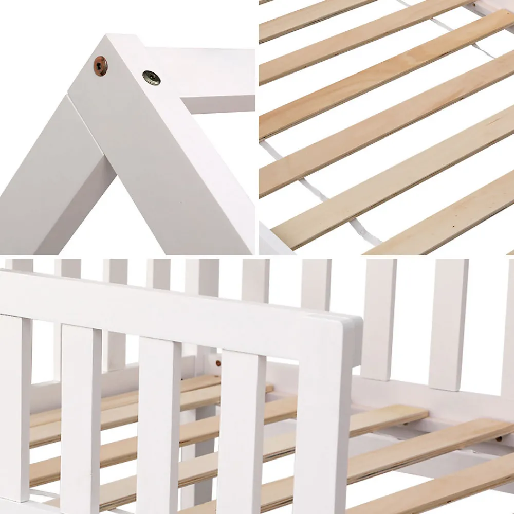 Lit cabane pour enfant 190x90cm blanc MARCEAU ->Happy Garden Best