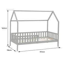 Lit cabane pour enfant 190x90cm blanc MARCEAU -><noscript><img width=
