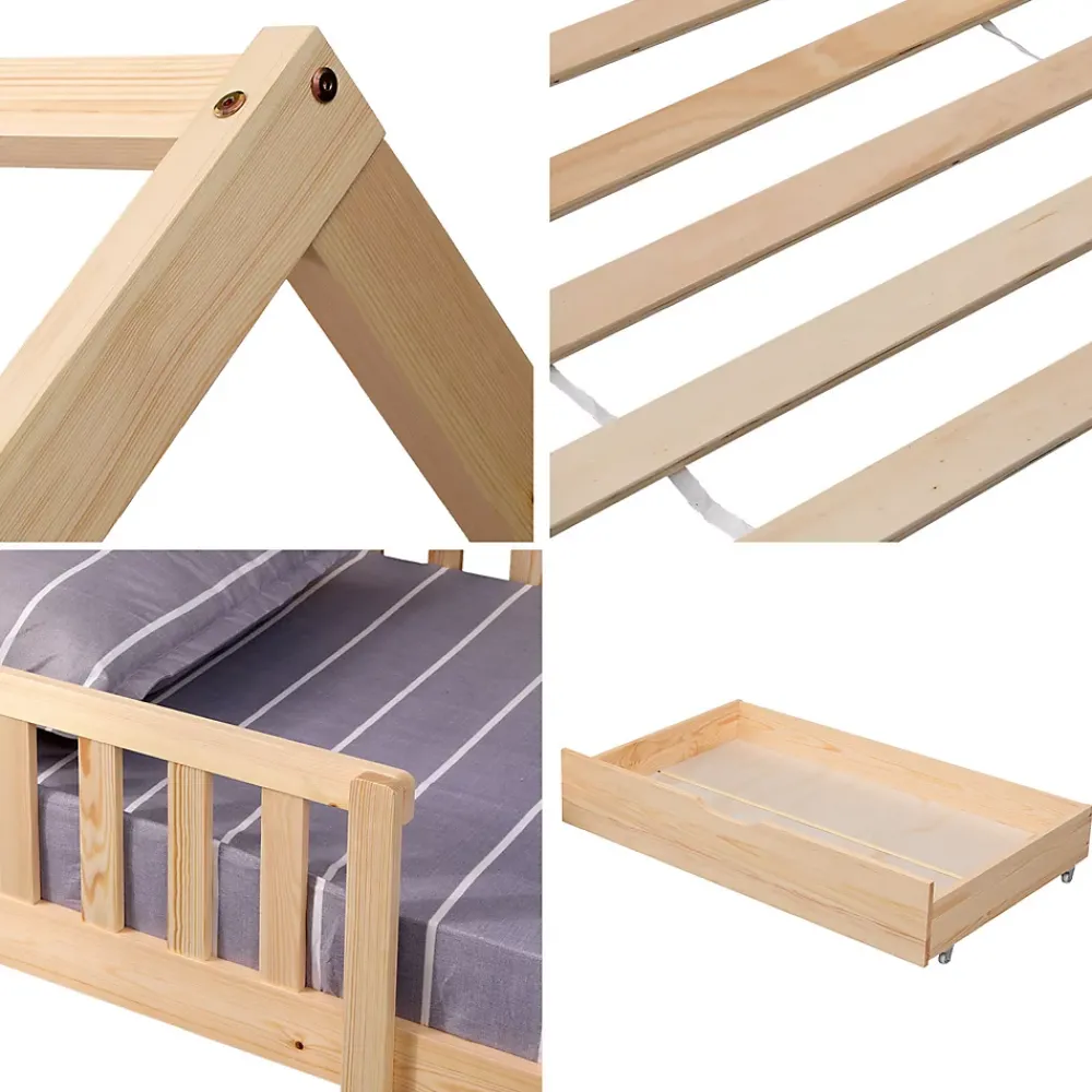 Happy Garden Lit cabane pour enfant 190x90cm en bois avec tiroirs MARCEAU -*Enfant Lit Enfant