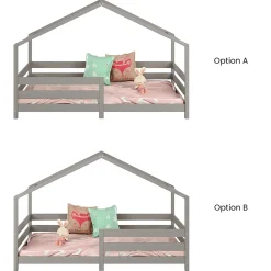 Idimex Lit cabane RENA 90 x 200 cm, en pin massif lasuré gris*Enfant Lit Enfant