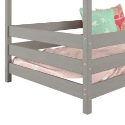 Idimex Lit cabane RENA 90 x 200 cm, en pin massif lasuré gris*Enfant Lit Enfant