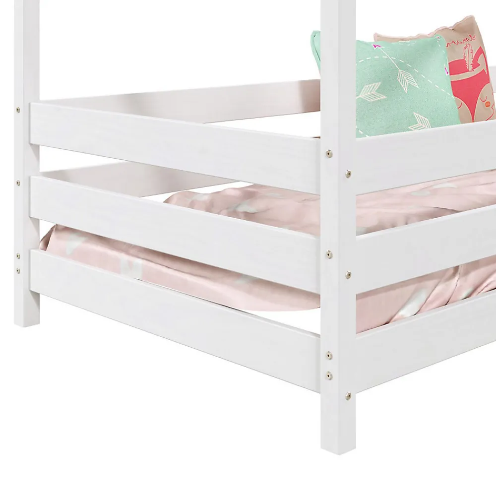 Lit cabane RENA 90 x 190 cm, en pin massif lasuré blanc>Idimex New