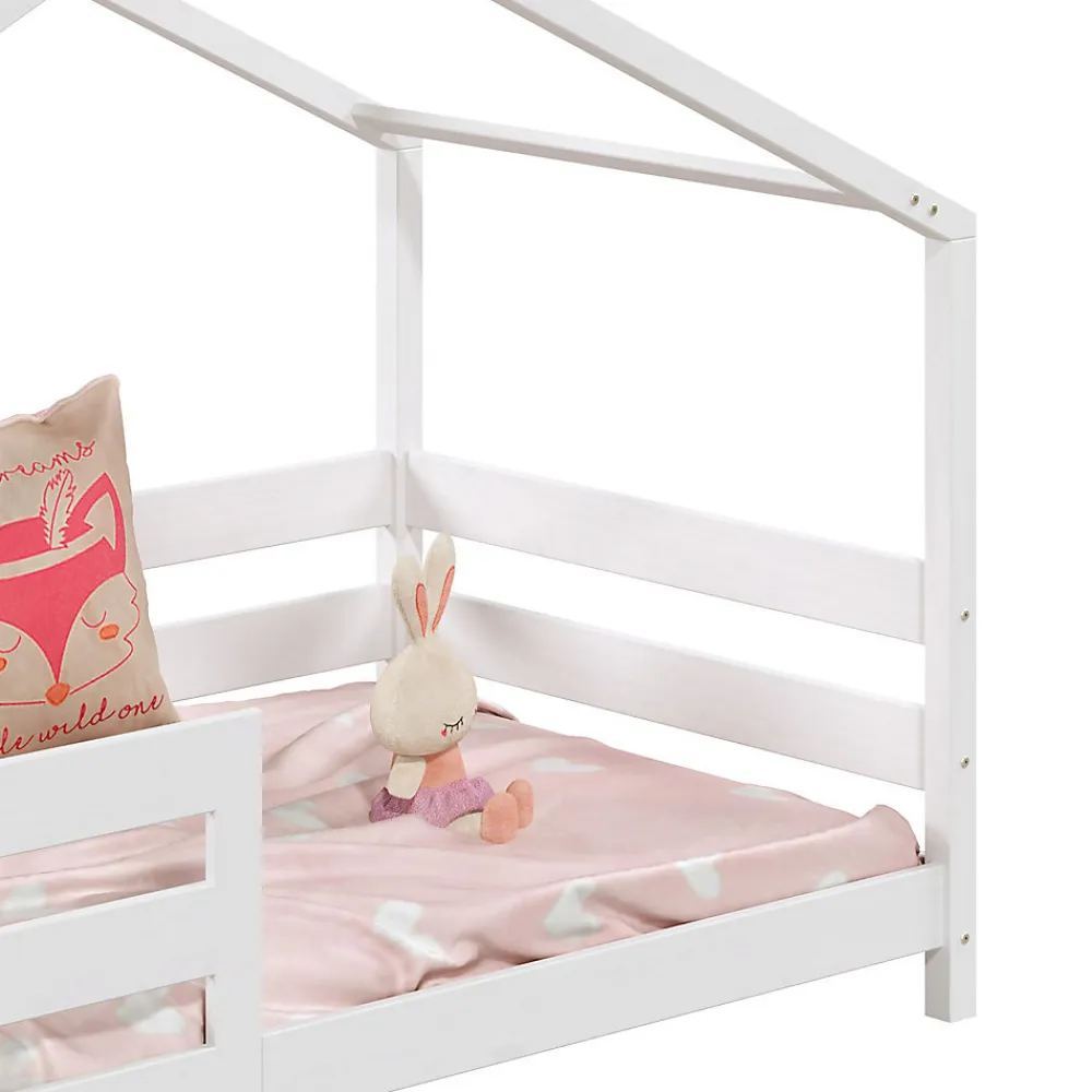 Lit cabane RENA 90 x 190 cm, en pin massif lasuré blanc>Idimex New
