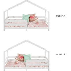 Lit cabane RENA 90 x 190 cm, en pin massif lasuré blanc><noscript><img width=