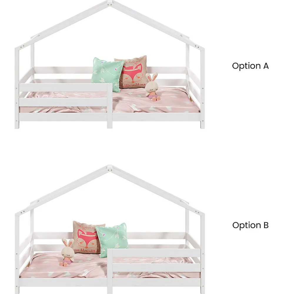 Lit cabane RENA 90 x 190 cm, en pin massif lasuré blanc>Idimex New