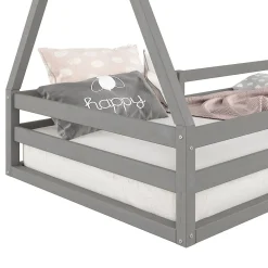 Lit cabane SILA 90 x 200 cm, en pin massif gris><noscript><img width=