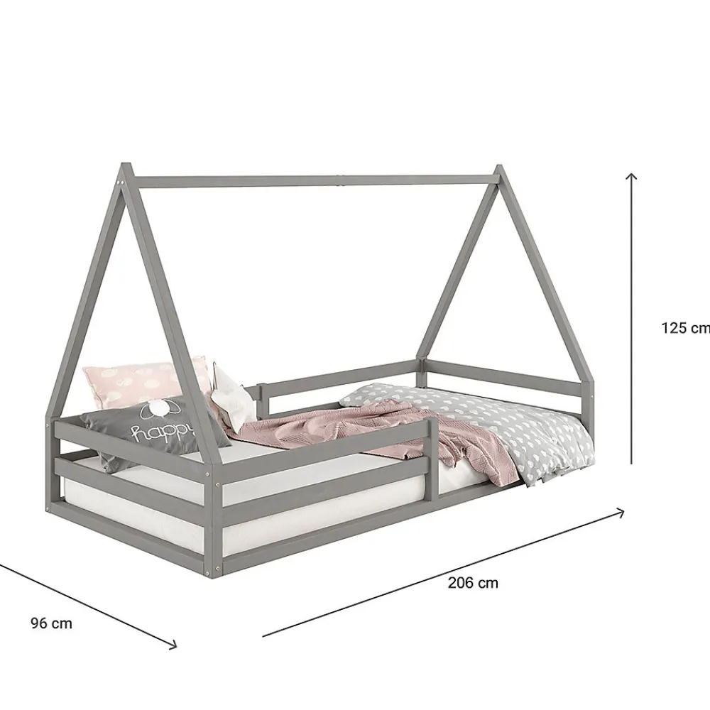 Lit cabane SILA 90 x 200 cm, en pin massif gris>Idimex Clearance