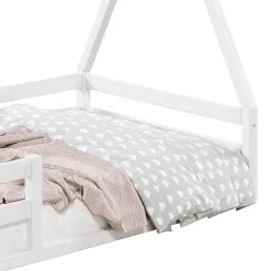 Idimex Lit cabane SILA 90 x 190 cm, en pin massif blanc*Enfant Lit Enfant