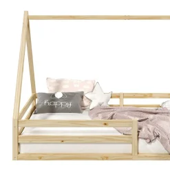 Lit cabane SILA 90 x 200 cm, en pin massif naturel><noscript><img width=
