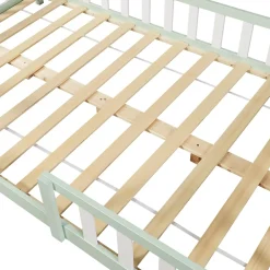 [En.Casa] Lit cabane Sisimiut avec matelas 140 x 200 cm vert menthe / blanc en.casa*Enfant Lit Enfant