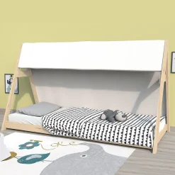 Weber Industries Lit cabane TIPI 90x200 + 1 toile + 1 sommier / Naturel*Enfant Lit Enfant