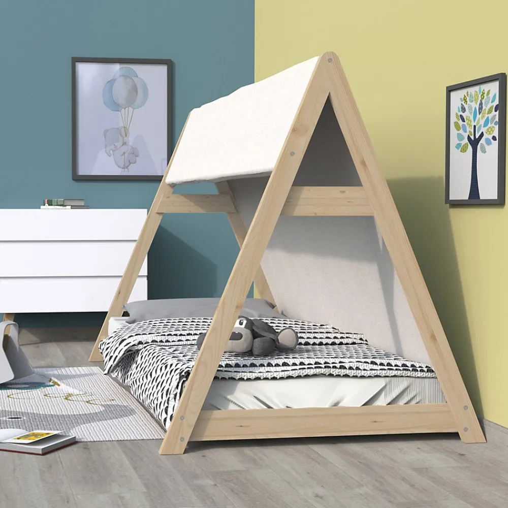 Weber Industries Lit cabane TIPI 90x190 + 1 toile + 1 sommier / Brut*Enfant Lit Enfant