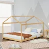 Lit cabane Vindafjord pour enfant 140 x 200 cm forme maison bambou naturel en.casa>[En.Casa] Clearance