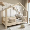 Lit cabane 90x200 barrières et sommier inclus pieds 10 cm Rosalie Bois>Petits-Meubles Sale