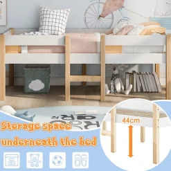 Okwish Lit cabane 90x200 cm - Lit enfant mi-hauteur avec protection antichute - Bois massif - Sans Matelas - Blanc* Lit Avec Rangement