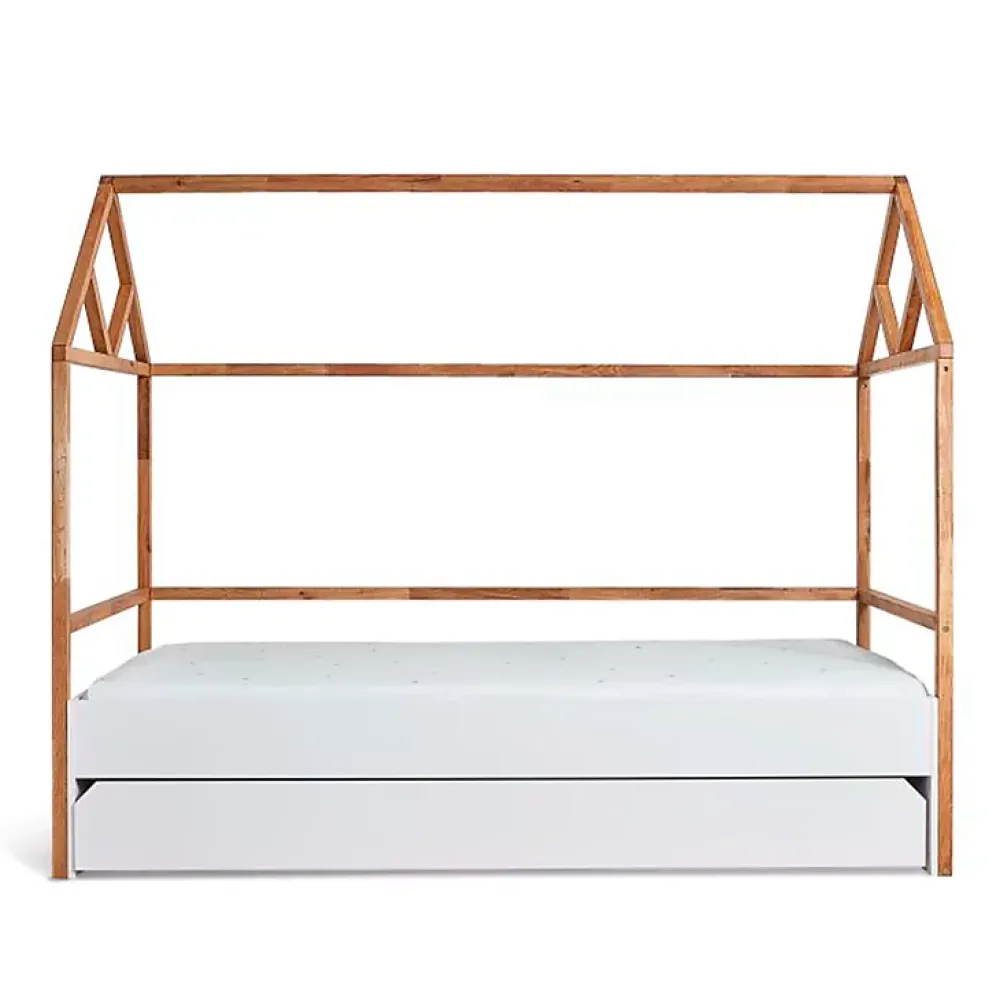 Petits-Meubles Lit cabane 90x200 sommier et tiroir inclus Bellamy Lotta Blanc*Enfant Lit Enfant