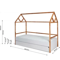 Petits-Meubles Lit cabane 90x200 sommier et tiroir inclus Bellamy Lotta Blanc*Enfant Lit Enfant