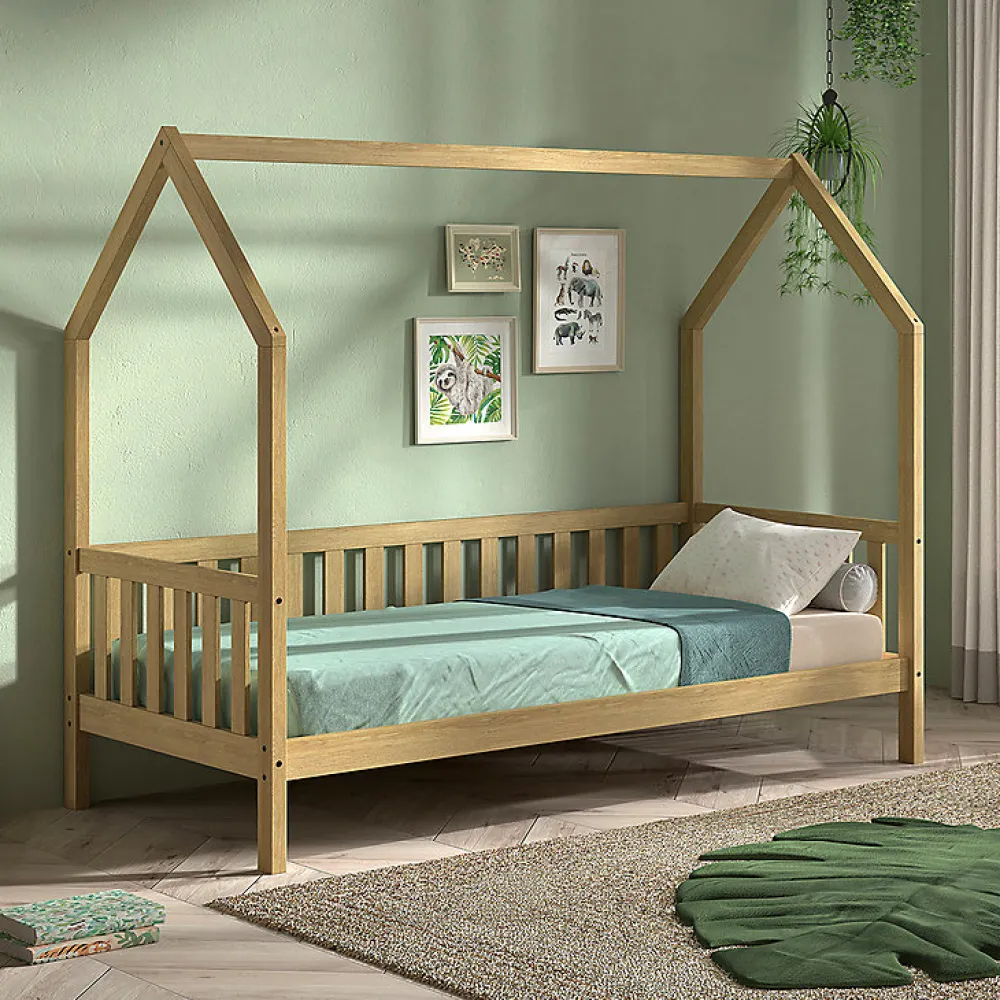 Lit cabane 90x200 sommier inclus Vipack Dallas Bois>Petits-Meubles Outlet