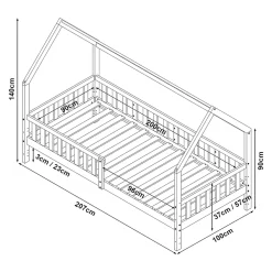 [En.Casa] Lit cabane Ydre bois de pin 90 x 200 cm blanc en.casa*Enfant Lit Enfant