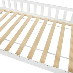 [En.Casa] Lit cabane Ydre bois de pin 90 x 200 cm blanc en.casa*Enfant Lit Enfant