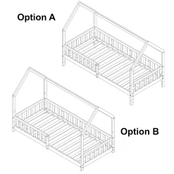 [En.Casa] Lit cabane Ydre bois de pin 90 x 200 cm blanc en.casa*Enfant Lit Enfant
