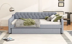 Fortuna lai Lit Canapé 90x200cm, Avec Lit Escamotable, USB, Gris*Enfant Lit Enfant