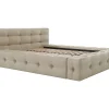 Vente-unique Lit capitonné 160 x 200 cm - Tissu chiné - Beige - LERUCO* Lit Double