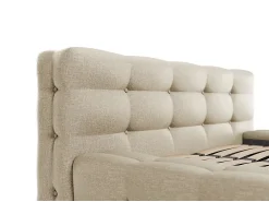 Vente-unique Lit capitonné 160 x 200 cm - Tissu chiné - Beige - LERUCO* Lit Double