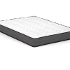 Vente-unique Lit capitonné 140 x 190 cm - Tissu chiné - Beige + Sommier + Matelas - LERUCO* Lit Double