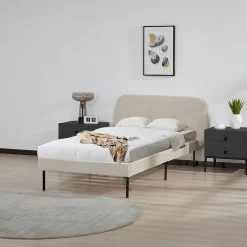 [En.Casa] Lit capitonné Porvoo 90 x 200 cm beige en.casa* Lit Simple
