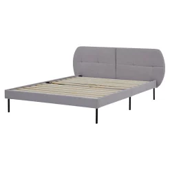 Lit capitonné Porvoo 140 x 200 cm gris en.casa><noscript><img width=