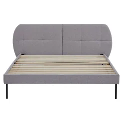 Lit capitonné Porvoo 140 x 200 cm gris en.casa><noscript><img width=
