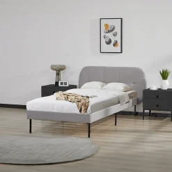 Lit capitonné Porvoo 90 x 200 cm gris en.casa>[En.Casa] Clearance