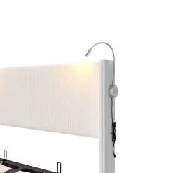Lit capitonné 140x200cm avec une lampe de lecture , Lit Coffre avec Espace de Rangement, Sommier à Lattes, velours côtelé, Beige><noscript><img width=