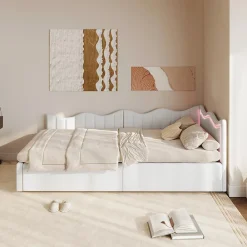 Fortuna lai Lit Capitonné 90x200cm, Canapé-lit Coffre Avec Éclairage LED Et Sommier à Lattes, Velours,blanc* Sommier