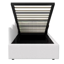 Fortuna lai Lit Capitonné 90x200cm, Canapé-lit Coffre Avec Éclairage LED Et Sommier à Lattes, Velours,blanc* Sommier
